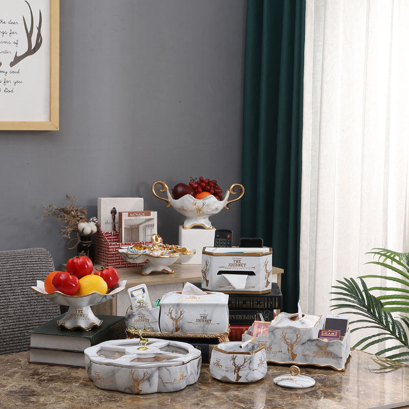 欧式家居客厅茶几装饰树脂水果盘奢华干果盘婚Y庆礼品摆件