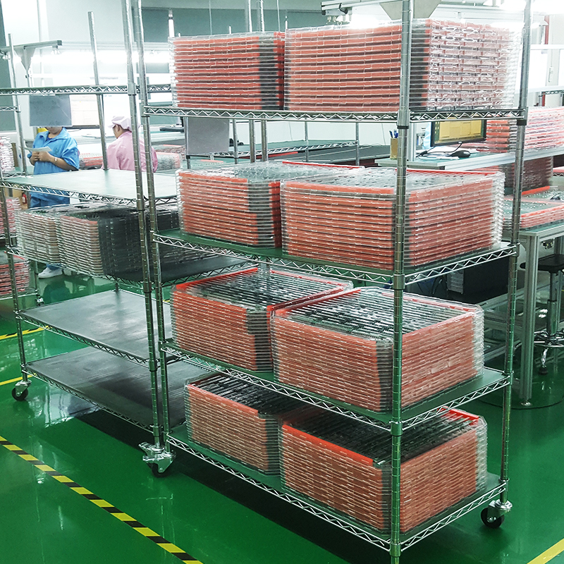 镀铬线网货架不锈钢层架带轮移y动防静电置物架家用收纳层架仓储