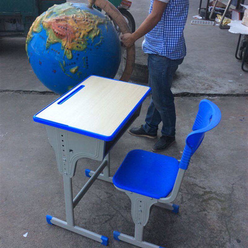 升降课桌椅厂家直销单人课桌小学生培训班U桌椅辅导班桌椅