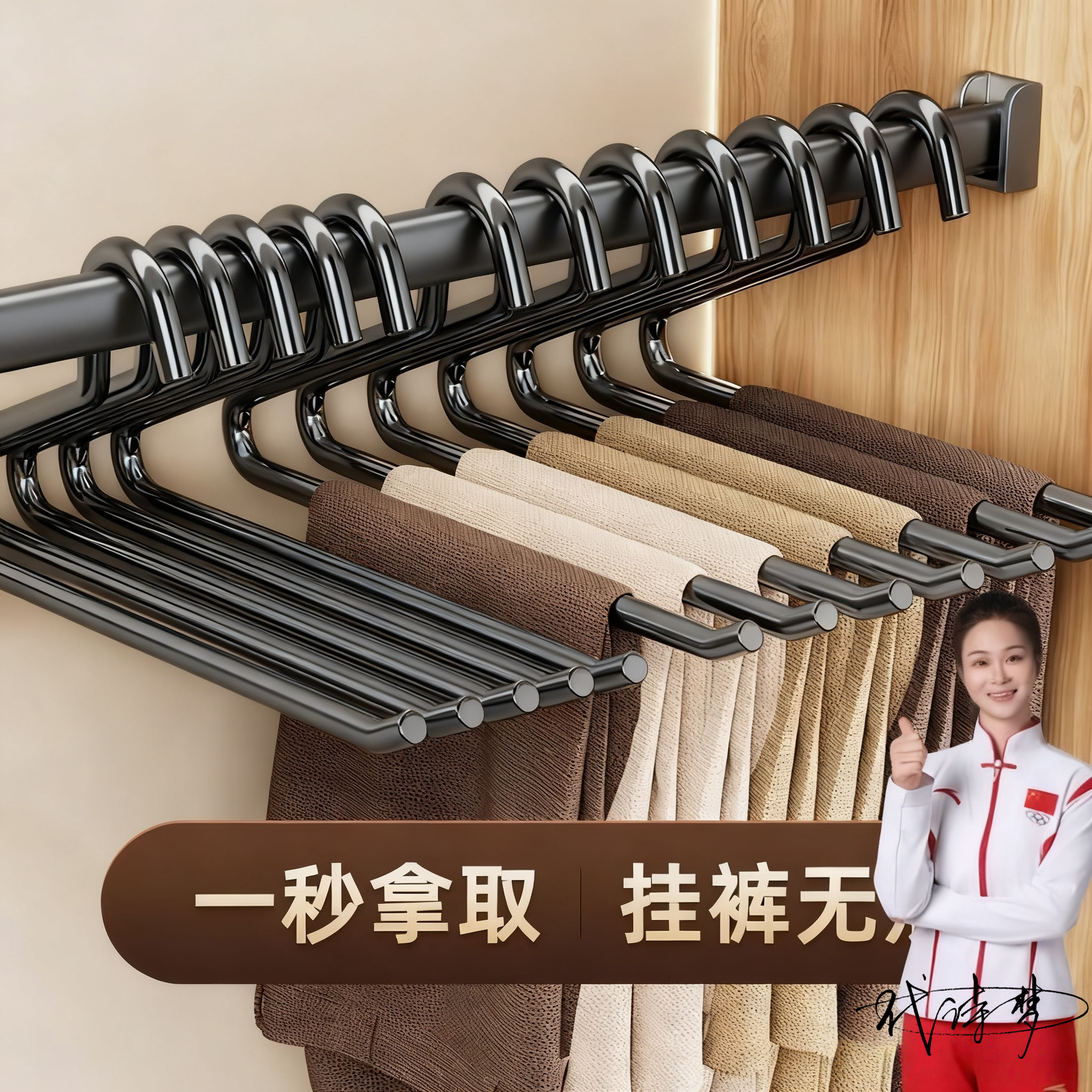 太空铝鹅型裤架家用无痕挂裤子专用衣架衣柜内置收纳神器防滑裤夹,收纳整理,裤/裙架,淘宝优惠券,粉丝福利购,淘宝优惠卷