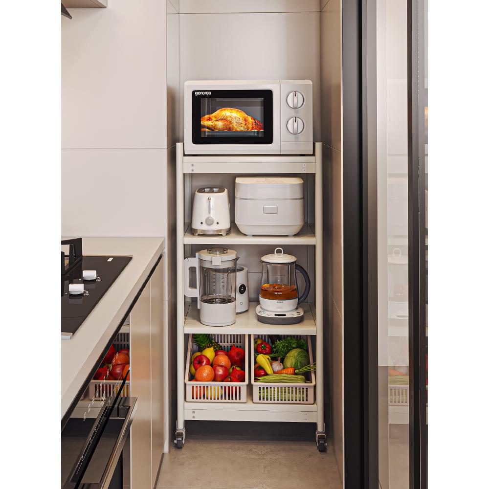 厨房多功能置物架落地多层微波炉烤箱收纳架靠墙家用电器柜储物柜