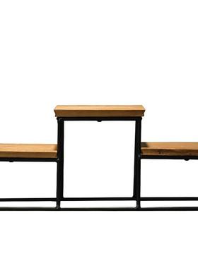 实木小号博古架子迷你桌面置物架茶几摆件底座铁艺工艺礼品摆饰方