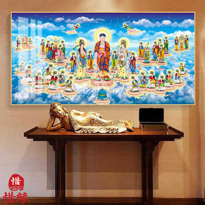 海会净土宗带框莲池晶瓷画