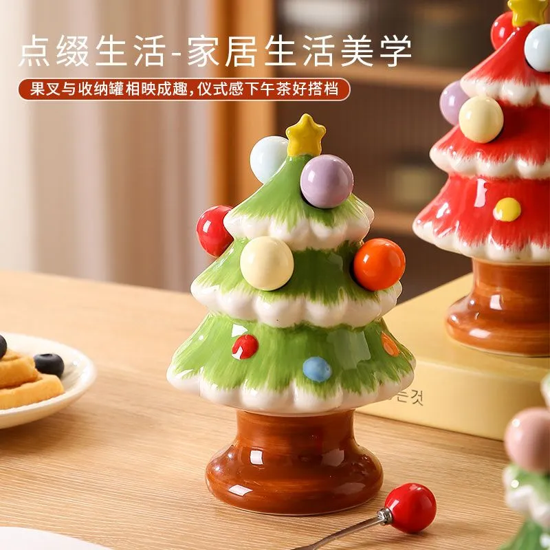圣诞树水果叉套装多巴胺儿童安全
