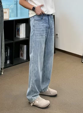 简徒服饰穿搭男士透气直筒牛仔裤