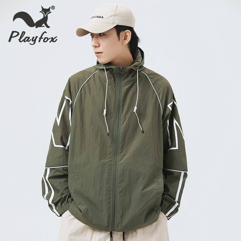PLAYFOX2024夏季新款时尚连帽防晒衣皮肤衣情侣款—F042MJ066