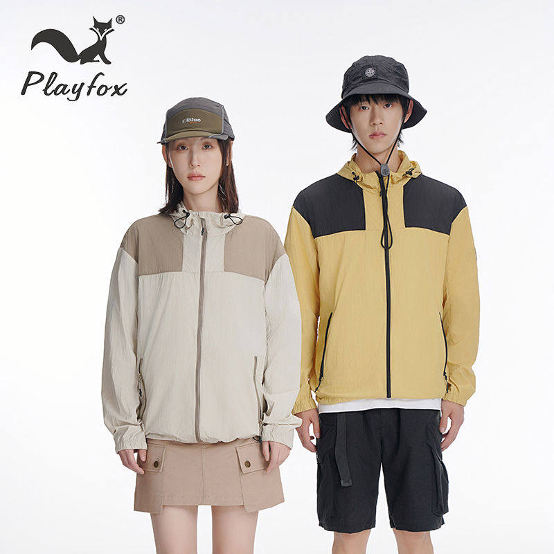 PLAYFOX2024夏季新款外套运动户外撞色防晒衣皮肤衣—F042MJ032