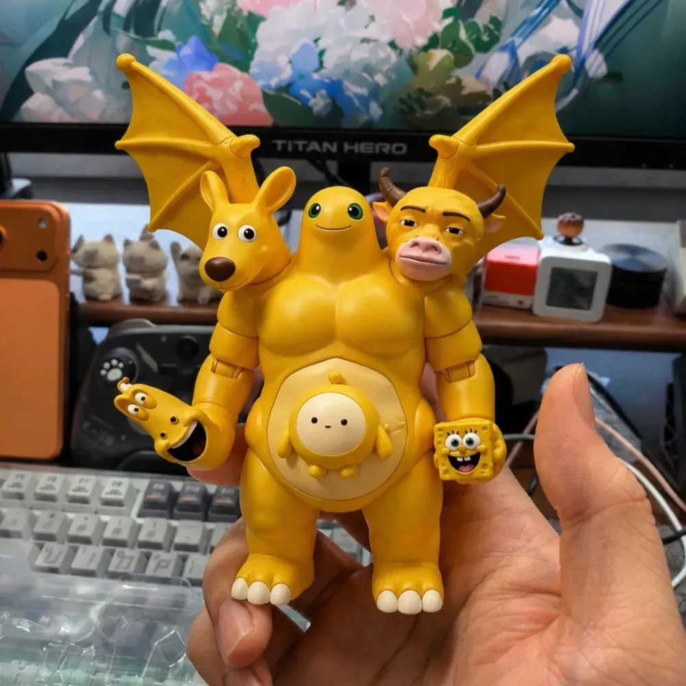 奶蛙龙王六合一模型合体金刚五帝