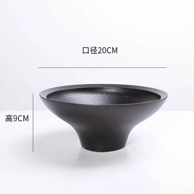 景观花盆创意铜钱草黑色器皿无孔摆件专用水培苔藓陶瓷微蕨类植物