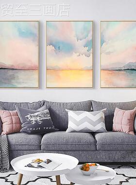 网红斯客堪纳维在亚抽象厅挂画三联的沙发背景墙装饰画现代简画约