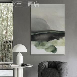 网红《山如黛》新中象式抽水墨风画原竖木风客厅装青饰画版挂景画