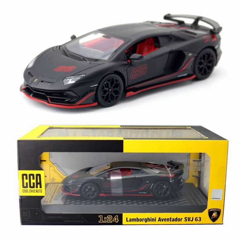 彩珀合金汽车模型1:24蓝博基尼SVJ63跑车玩具模型声光三开门转向