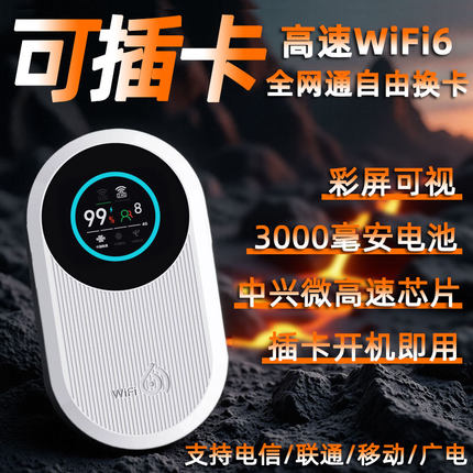 可插卡随身wifi2025新款彩屏无线网络移动wifi6自由插卡全国通用车载家用笔记本手机热点便携无线网卡上网宝