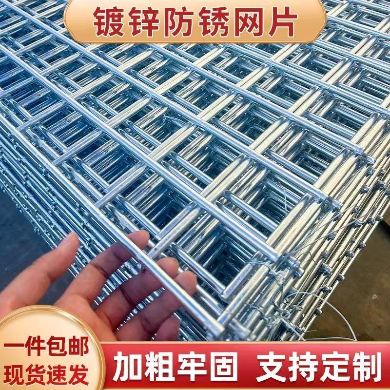 广州现货镀锌铁丝网片围栏小孔加粗养殖网狗笼底网建筑钢筋网格