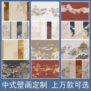 3D立体浮雕壁画古风花鸟迎客松壁纸宋氏美学壁布饭店茶室背景墙纸