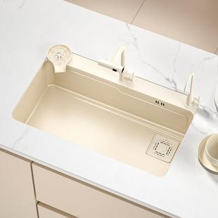 304不锈钢N60手工蜂窝压纹加厚一体瀑布家用雪山白洗菜盆水槽套餐