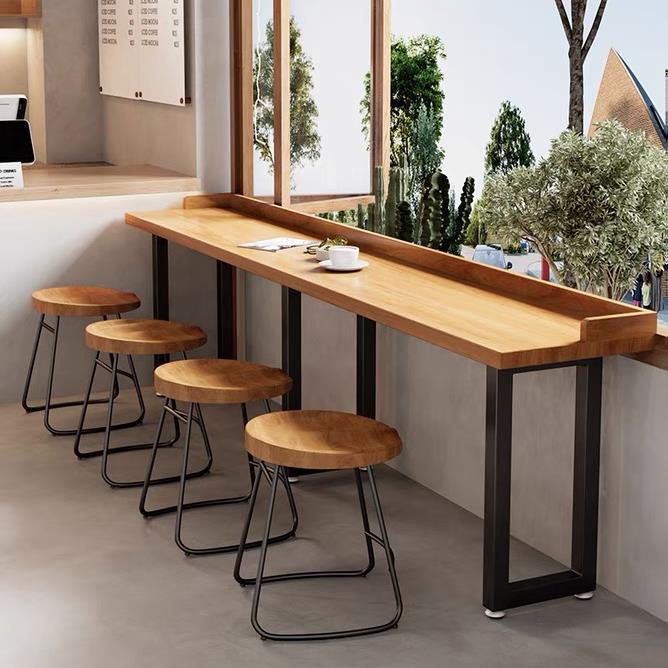 需定制矮吧台桌工业风便利店小吃店酒吧长条桌子奶茶店靠墙窄餐桌