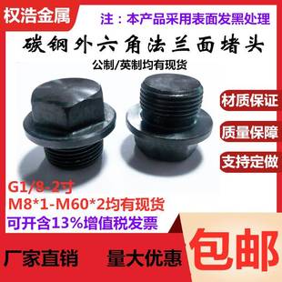 2G1 碳钢外六角法兰面堵头带边管堵液压螺塞丝堵M8