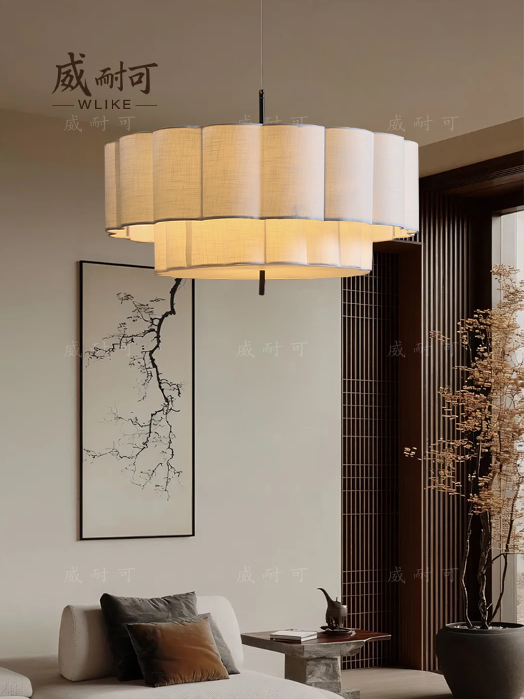 宋氏美学主灯，大气客厅餐厅布艺吊灯，新中式民族风格覆古宋氏美