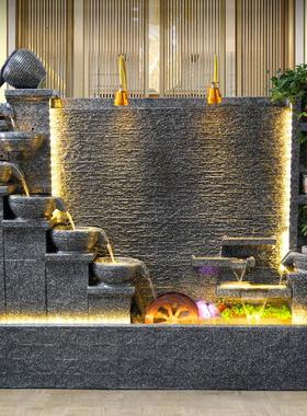 大型流水屏风酒店公司室内景观水幕墙花园庭院落地水景观鱼池装饰