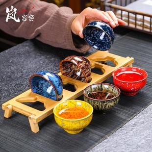 茶盏建盏茶杯套装 岚宫窑 6只茶具功夫茶碗个人专用陶瓷主人杯高端
