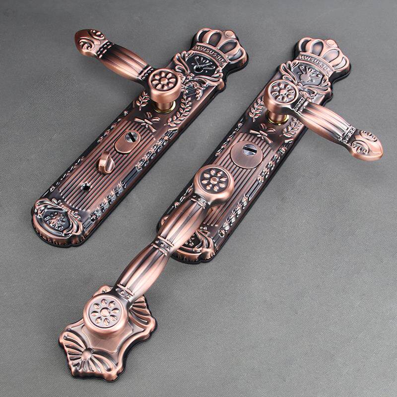 别墅对开门锁双门不锈钢拉手 816A-88长版304红古铜门把手C级锁