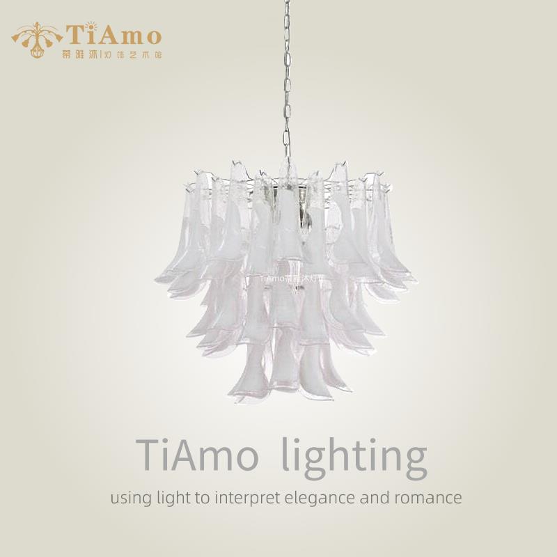 法式Murano穆拉诺吊灯中古风设计师款客厅卧室饭厅花瓣玻璃吊灯