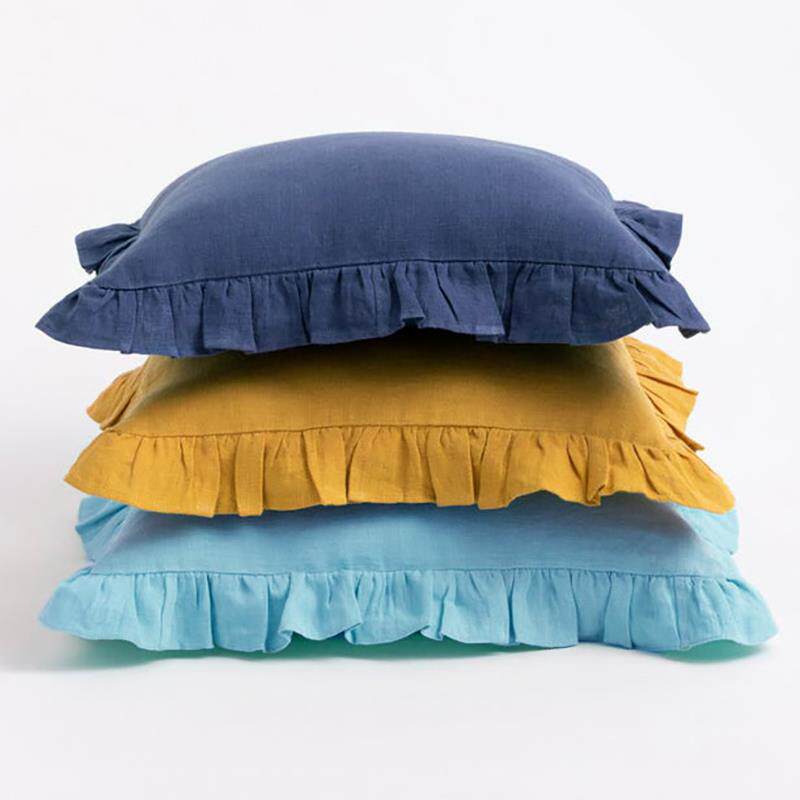 荷叶边款亚麻抱枕套抱枕芯北欧风客厅沙发靠枕靠垫含芯棉麻可定制