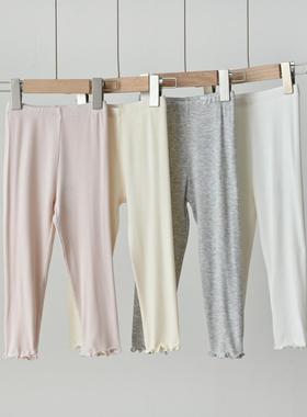 170大童 儿童纯色莫代尔打底裤 女童弹力修身七分裤 中小童可开裆