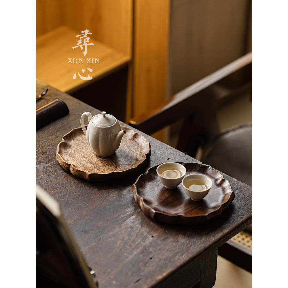 寻心胡桃木创意莲韵壶承干泡盘中式复古茶点盘功夫茶具家用茶托盘,餐饮具,茶道/零配,淘宝优惠券,粉丝福利购,淘宝优惠卷