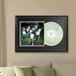 黑胶唱片展示框装裱框相框音乐CD专辑收纳筐实木挂墙展示架