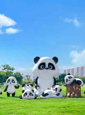 户外卡通熊猫雕塑动物大型摆件景观景区草坪园林网红打卡拍照装饰