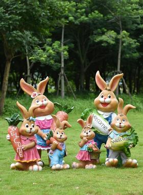 户外树脂彷真动物卡通兔子 花园庭院园林景观雕塑工艺品装饰摆件