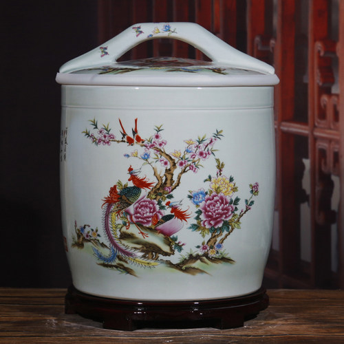 速发景德镇陶瓷米缸盖0斤20斤0斤装米桶家用带1密封面物罐储粉缸