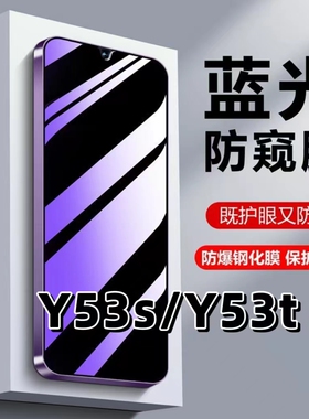 适用vivoY53S抗蓝光护眼防窥膜y53s钢化膜Y53t防偷窥5G黑边手机膜V2111A保护隐私V2230A防偷看y53s防窥视贴膜