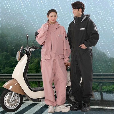 现货速发摩托车连体雨衣成人外穿机车人车分离雨披一体式全身外卖