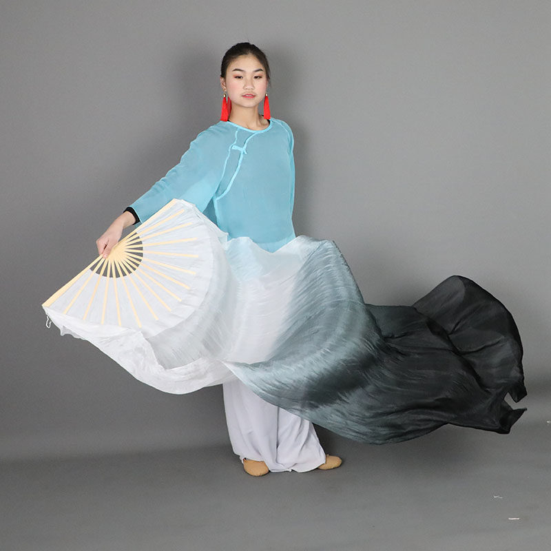 速发水墨如亭长绸扇真丝加长扇子古典舞水墨扇左兰指月手烟红愿舞