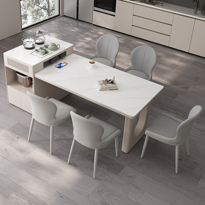 速发岛台餐桌一体家用高级可伸缩简餐型小约岩板户桌椅组合