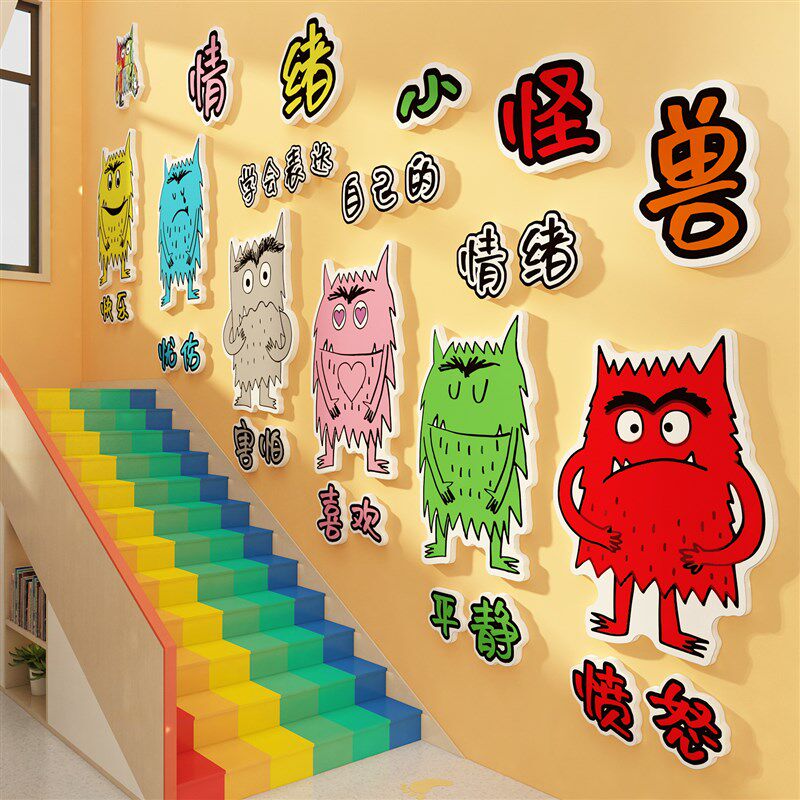 速发幼管园墙面装饰环创主题心品托儿成理管理我的情绪小怪兽贴纸