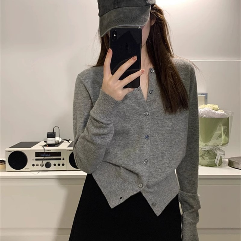 速发高织感灰衣针级开衫春秋外搭日杂风穿搭慵懒毛色外套松弛感上