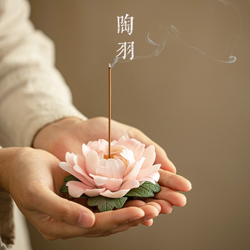 速发陶瓷捏花创丹香插线香插意座牡意卧香炉家用艺术禅香檀香炉香