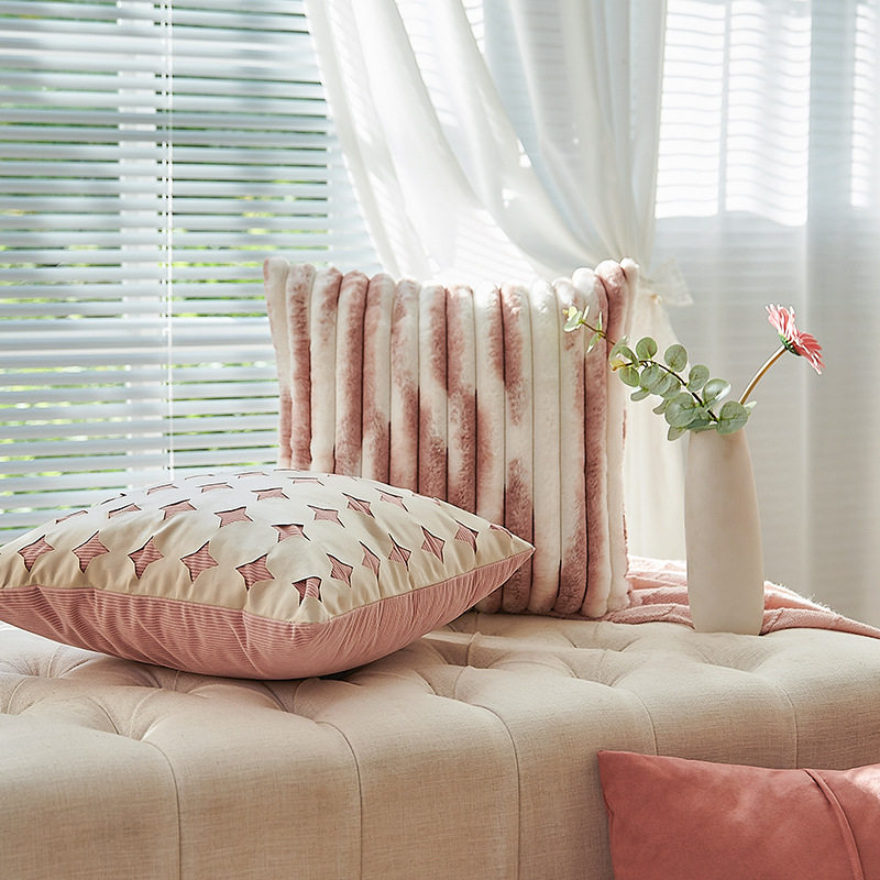 速发简约粉色科毛布高级感轻奢狐板技靠枕腰枕沙发卧室民宿样狸间,居家布艺,抱枕被,淘宝优惠券,粉丝福利购,淘宝优惠卷