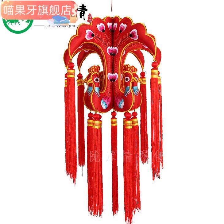 现货速发喵果牙孔灯中国风刺绣汽车挂件庆香包特色礼物民间纯手工