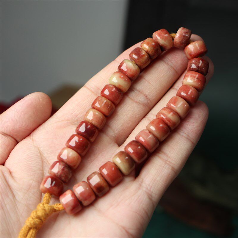 速发保真血色牦牛骨佛珠单圈手串手持浆抛油润包高灵骨文玩珠串