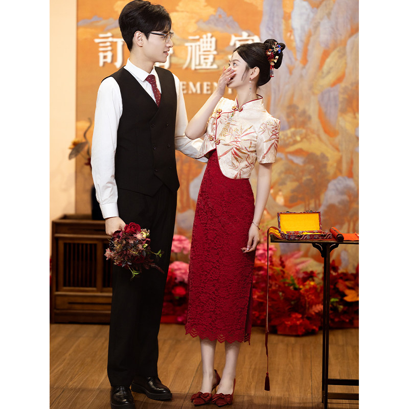 速发订中式旗袍新婚礼服2024礼服/晚装