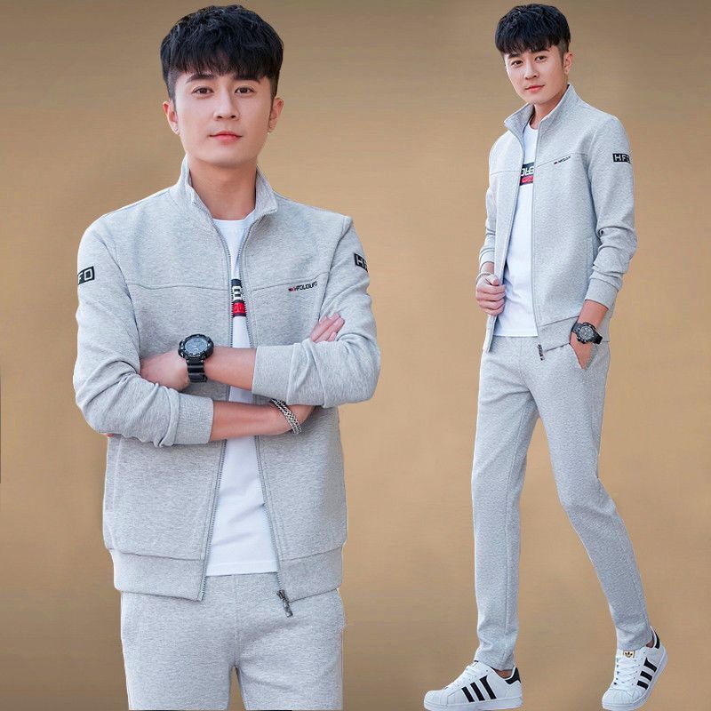 薄款春秋运动服套装男春季青少年时尚休闲三件套长袖全套跑步外套