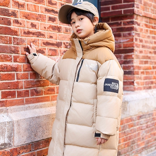 胖男女童羽绒服冬装中大童加肥加大码中长款外套白鸭绒洋气初中生