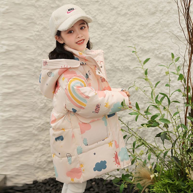 儿童羽绒服中长款 白鸭绒3-6岁过膝2025新款爆款女童加厚冬装外套