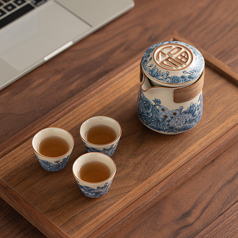 旅行茶具功夫壶套装汝窑