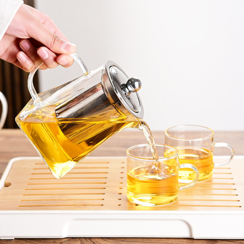 方形玻璃茶壶不锈钢过滤